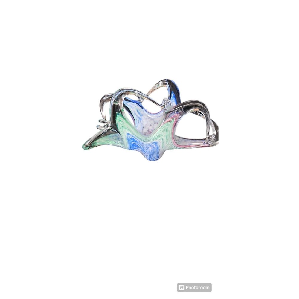 Vintage MURANO Multi Color Art Glass Napkin Letter Holder 7.75"  ITALY